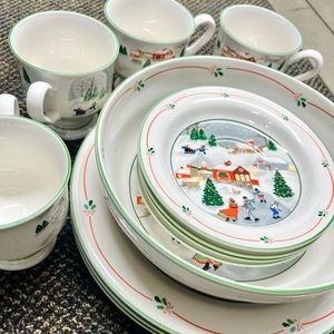 🎀Christmas plates cups [No bowl]•3900 Silent Night by Sango• Holiday dinnerware